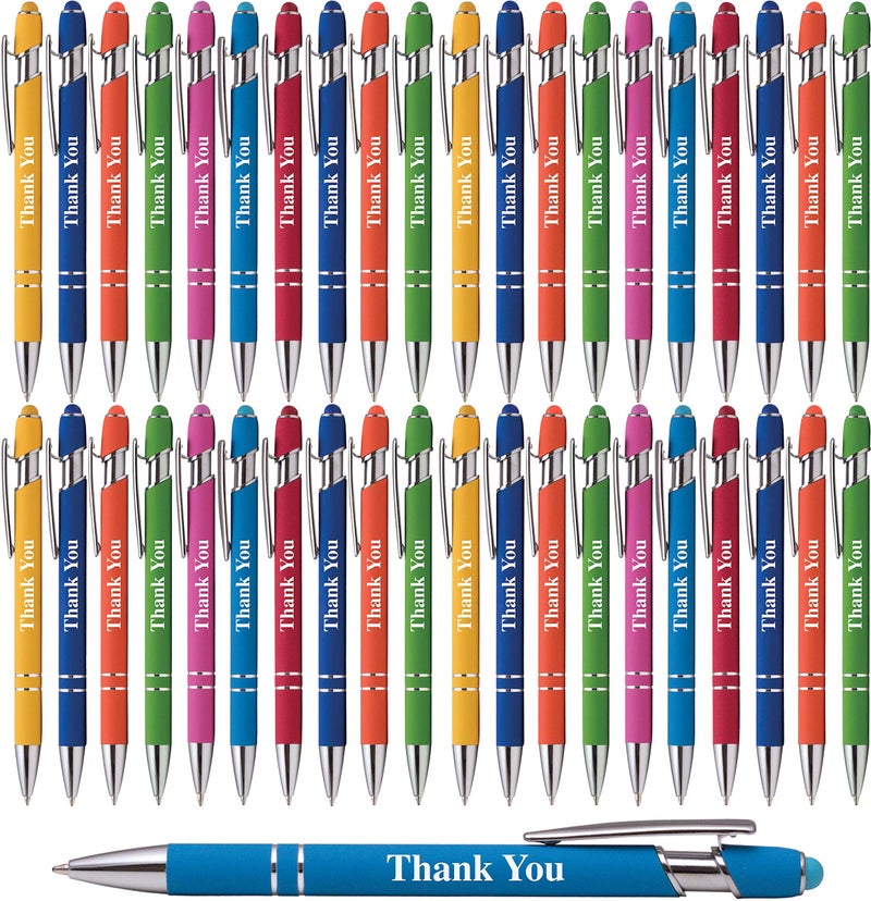 Express Pencils Thank You Premium Gift Stylus Pens For All TouchScreen Devices - Metal Soft Touch - 2 in 1 Combo Pen for Events, Parties, Employee Appreciation & More (40 Pack) - Image 1